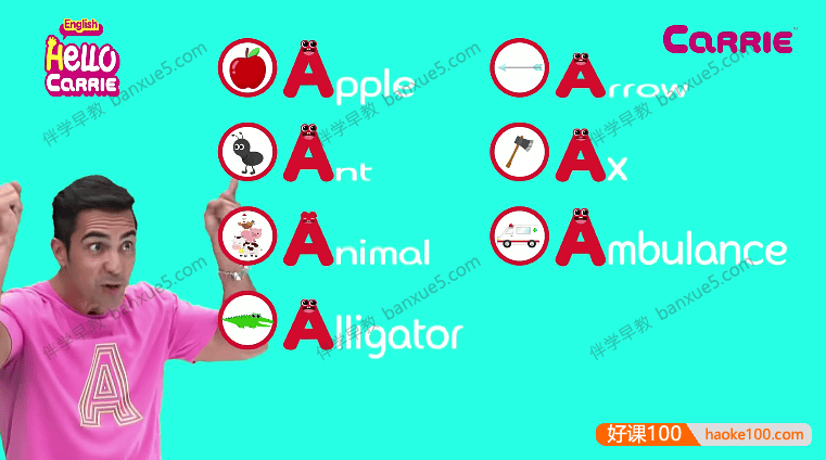 儿童自然拼读动画视频《Hello Carrie》Alphabet A-Z Song+组合音节共50集
