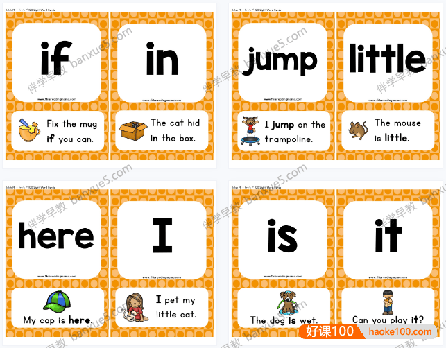 自然拼读高频单词《sight word sentence cards》L1-L5共6册PDF