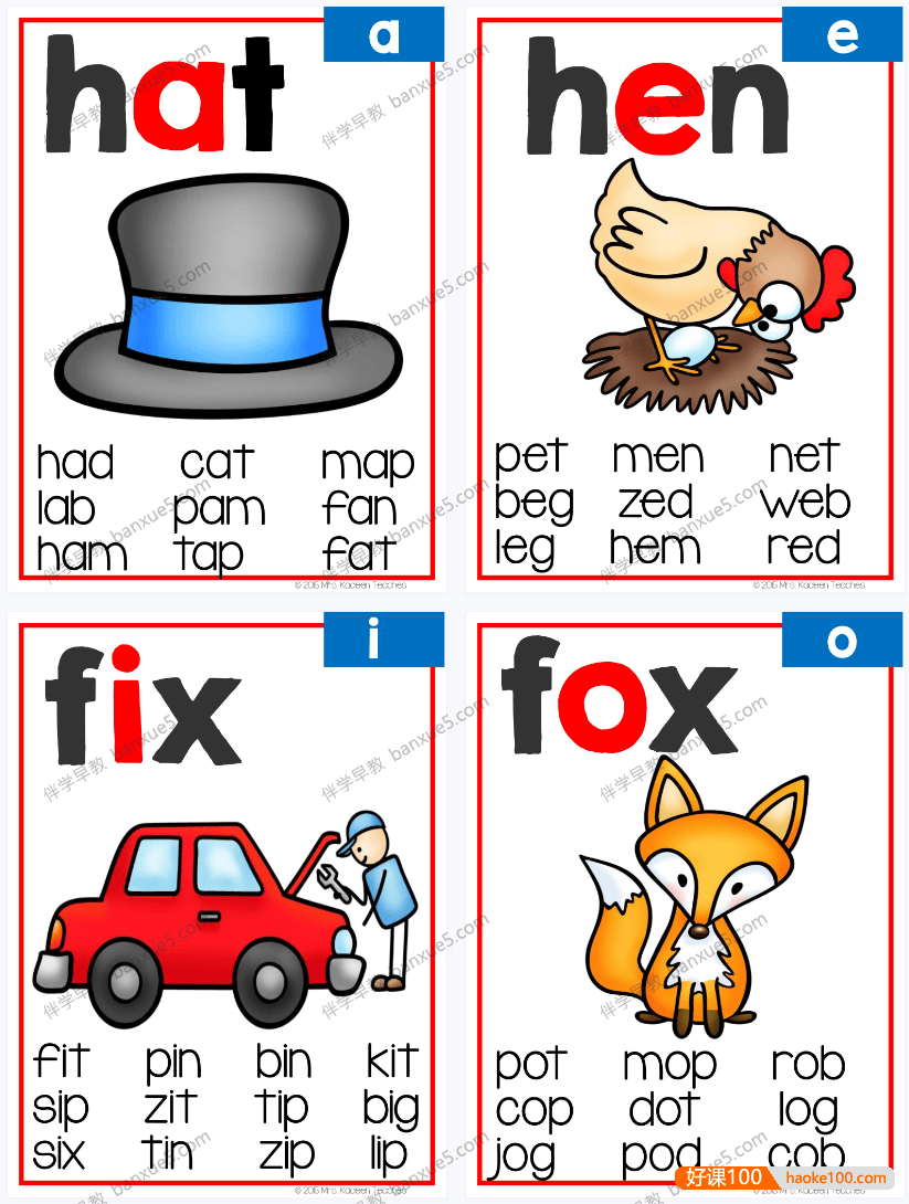 自然拼读词根闪卡《Phonics Poster Mega Bundle》共131张PDF文档