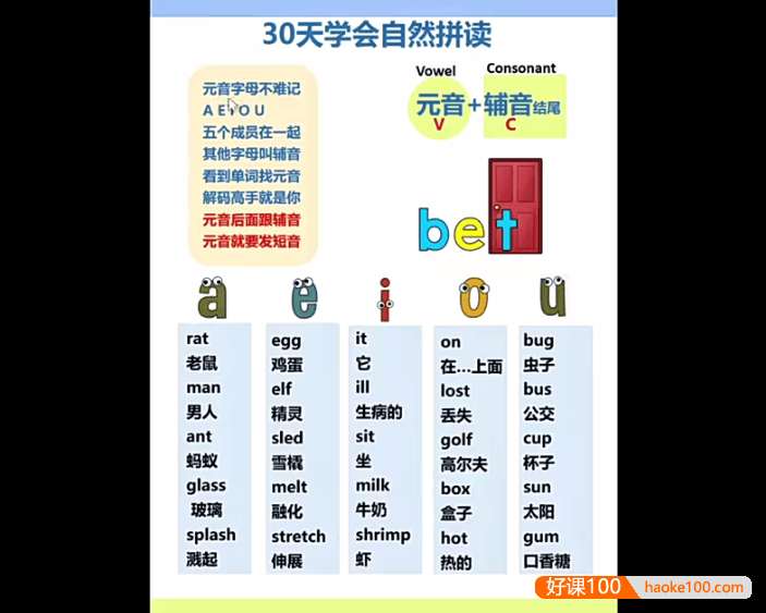 《30天学会自然拼读》超好用的自然拼读规则+口诀宝藏+视频