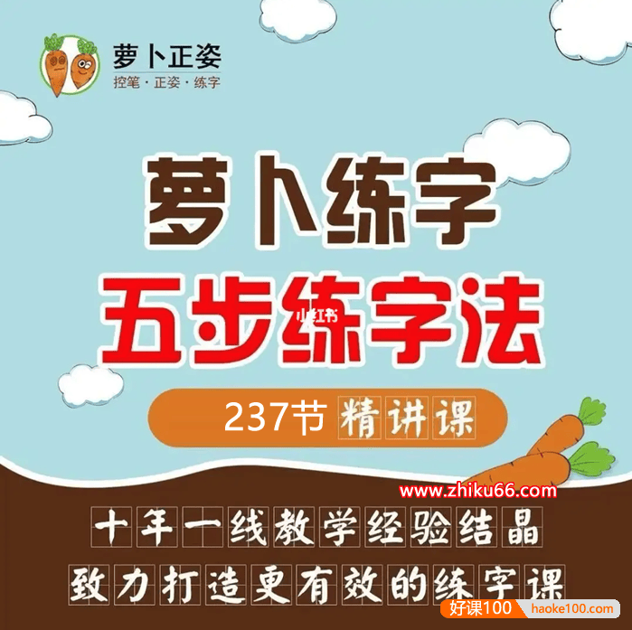 【抖音同款】萝卜正姿+百日练字打卡237节集训营,小学生练字,握笔姿势,控笔训练