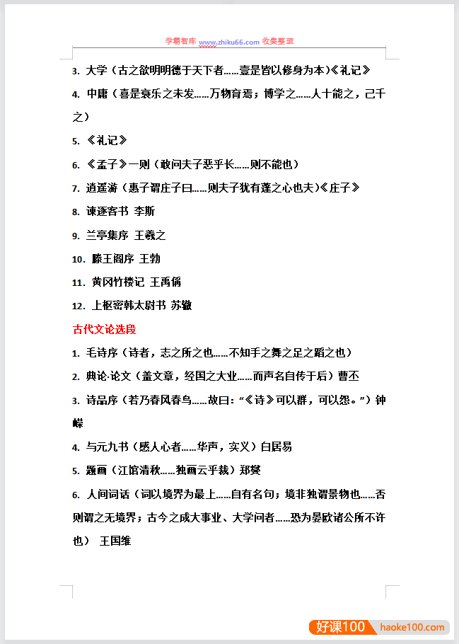 小学初中高中语文1-12年级必背208篇古诗文doc电子版
