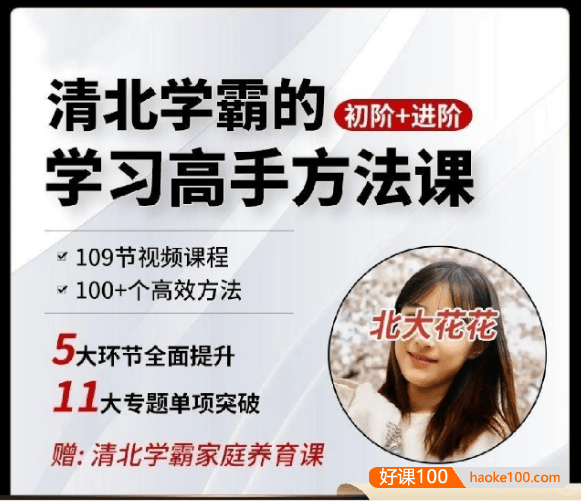 北大花花《学霸学习方法快速养成》初阶+进阶139节视频课程