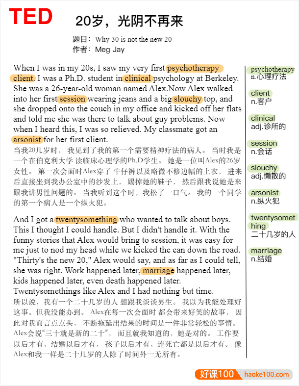 100集最经典TED演讲视频+音频+PDF文档(超好的英语学习素材)