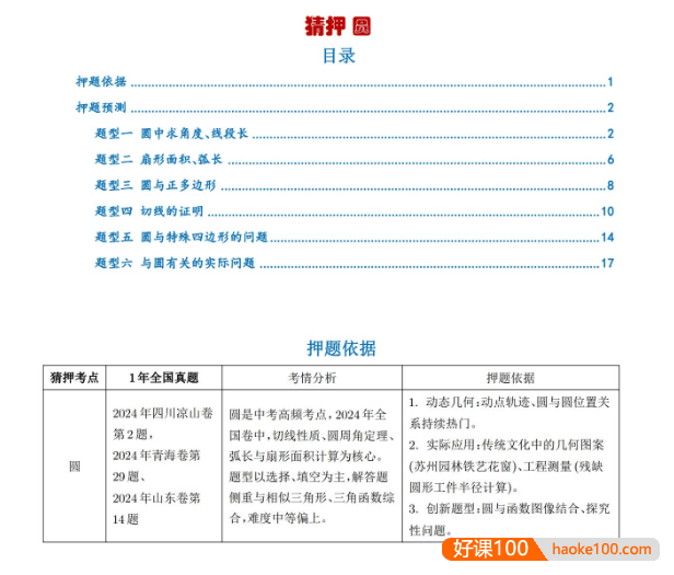 2025《中考数学•猜押题圆》6大题型