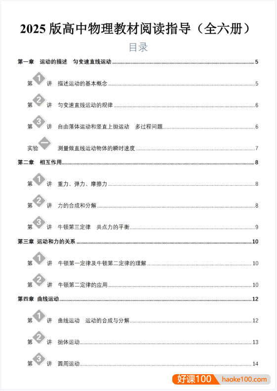 2025 版高中物理教材阅读指导(全六册)PDF文档