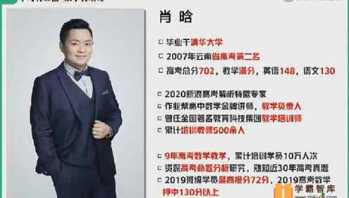 【肖晗数学】2021届高二数学 肖晗高二数学尖端班(课改)-2020年秋季