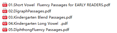 自然拼读阅读理解练习纸 Reading Passages 共5册(PDF)