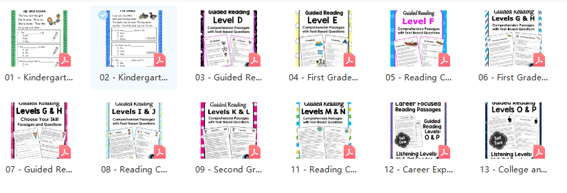 美国中小学阅读理解-Guided Reading-1-13册（PDF）