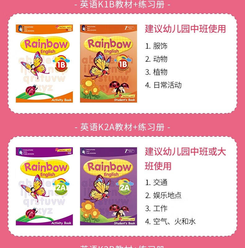 SAP Rainbow Science K1K2 彩虹幼儿园数学系列教辅8册套装-英语系列