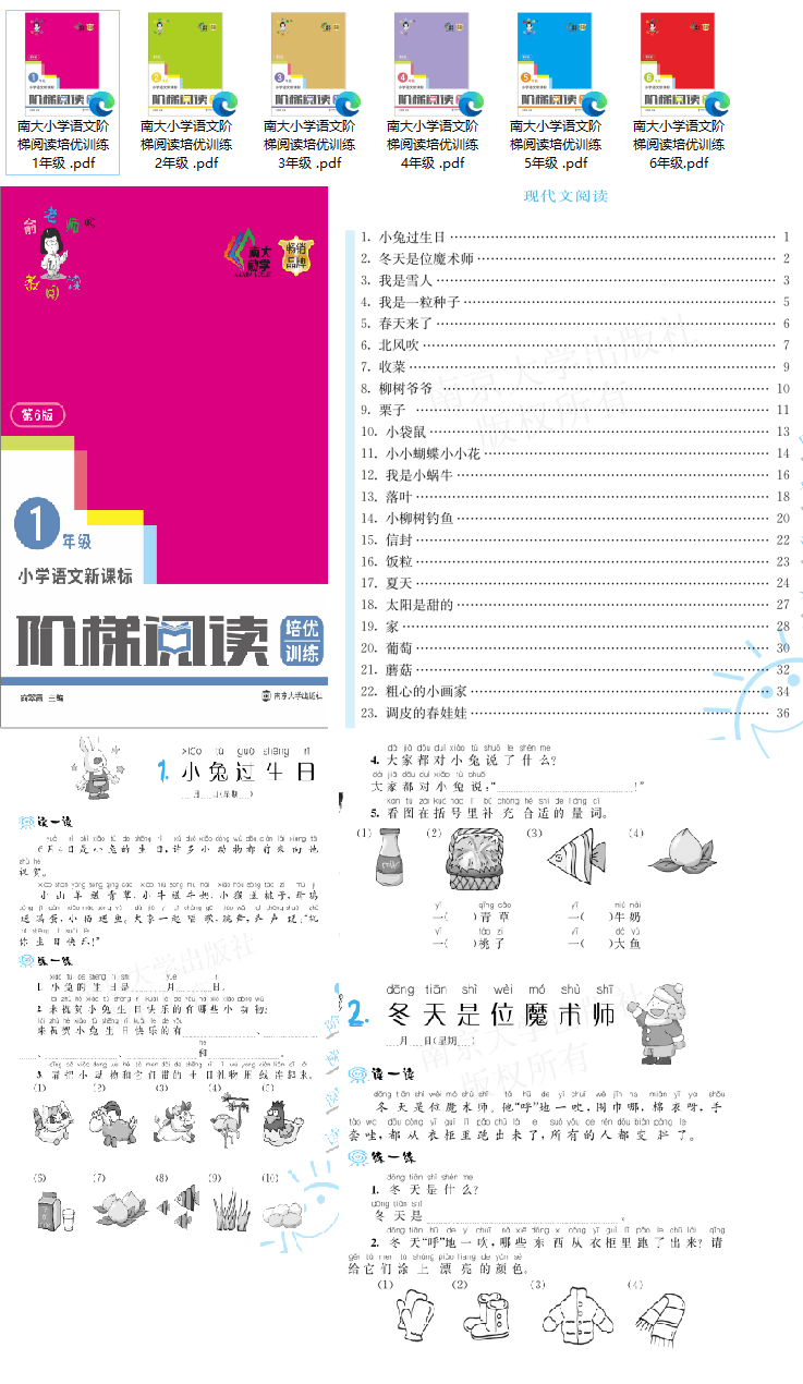 《阶梯阅读培优训练》小学语文1-6年级部编版练习册PDF-高清可打印