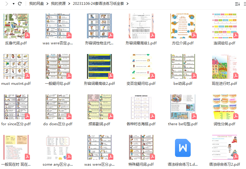 24套语法练习纸(PDF),高颜值,知识点全面,无法拒绝!