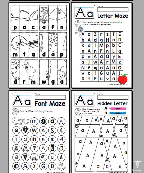 自然拼读作业纸 phonics letter of the week