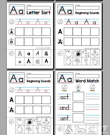 自然拼读作业纸 phonics letter of the week