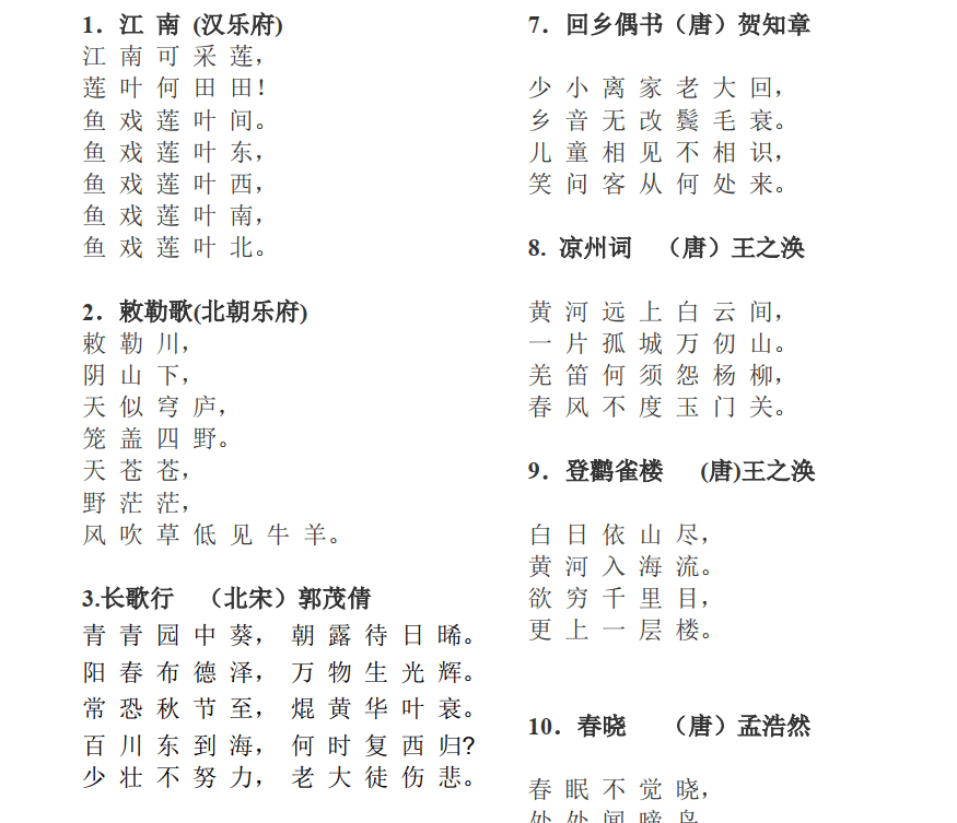 1-9年级语文必背古诗文135篇+出自《论语》中的成语(PDF)