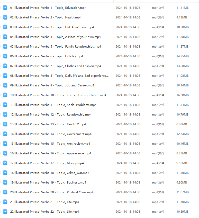 《illustrated Phrasal Verbs》22集插画动画动词短语课程视频,提高词汇学习