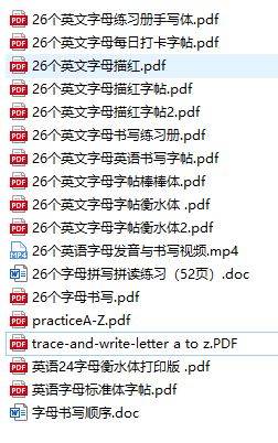26个英文字母字帖合集